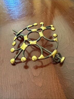 Vintage Hair Bun Cage or Cover Mid-Century Modern Antique Gold and Black